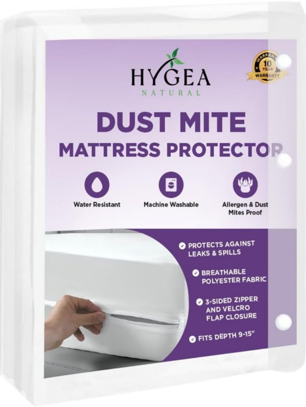 King Size Dust Mite & Allergen Mattress Protector | Zippered, Waterproof